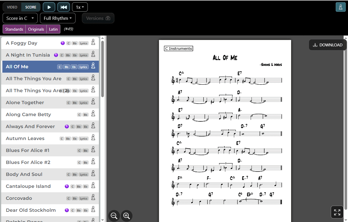 Partitura in C di All of Me