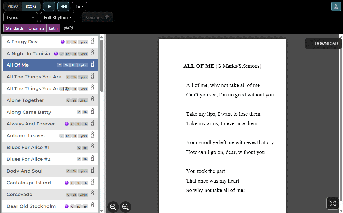 Lyrics di All of Me